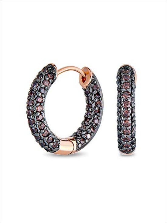 Jewelry - Rose Gold Plated Pave CZ Inside Out Hoop Earrings